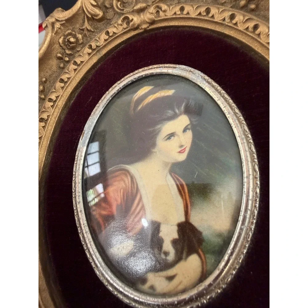 Cameo Creation Miniature Portraits Lady Hamilton Set 2 Gold Ornate Frame‎
